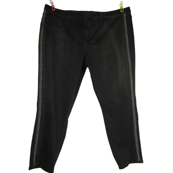 Ava + Viv Women's Jeans Black High Rise Beaded Side Jegging Pants Plus Size 22W - Picture 4 of 12